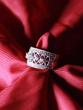 Vintage Silver Pavé Women's Ring in Silver Setting
